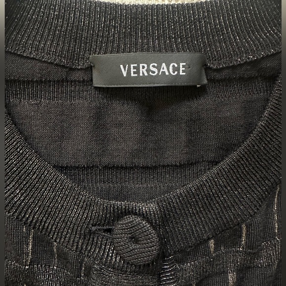 VERSACE fine black/gold cardigan XS-S/40 - Picture 6 of 9